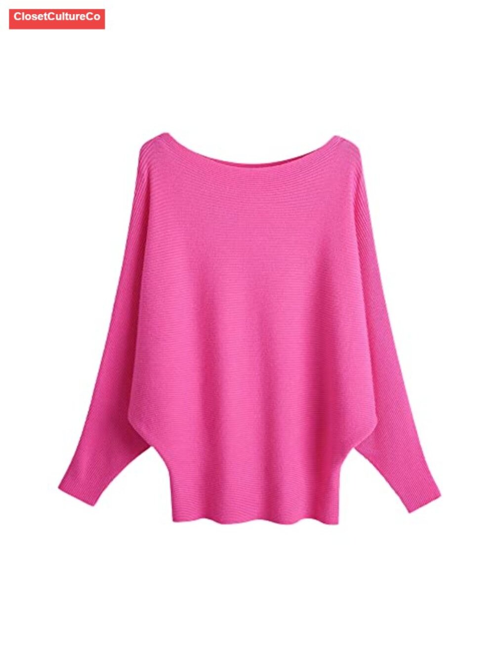 Womens Boat Neck Dolman Batwing Knit Pullover Winter Sweater